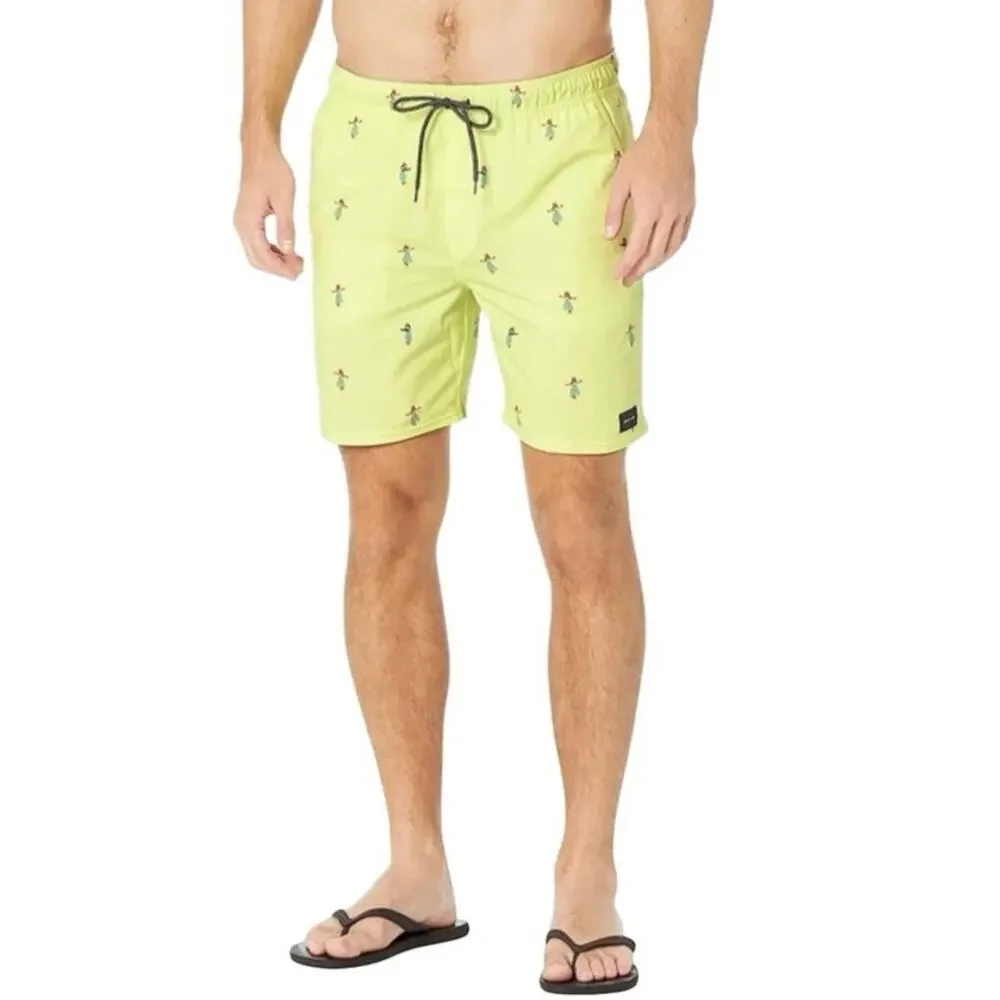 NWT Rip Curl Men’s Hula Breach Volley Trunks Yellow Size Large
